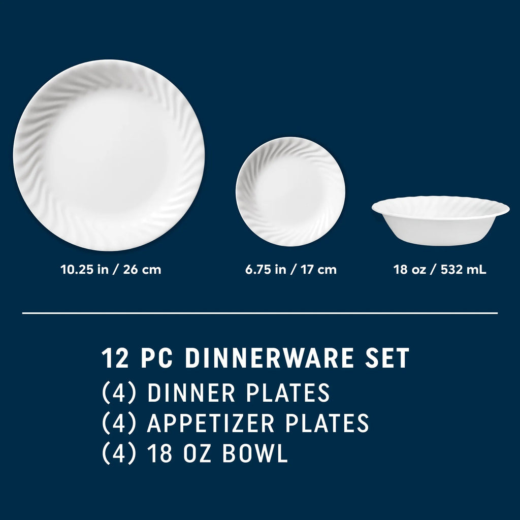 Corelle Dinnerware- Lightweight Enhancements 12-piece Dinnerware Set. Service for 4