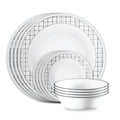Corelle Dinnerware- Lightweight Delicate Grid 18-piece Dinnerware Set. Service for 6