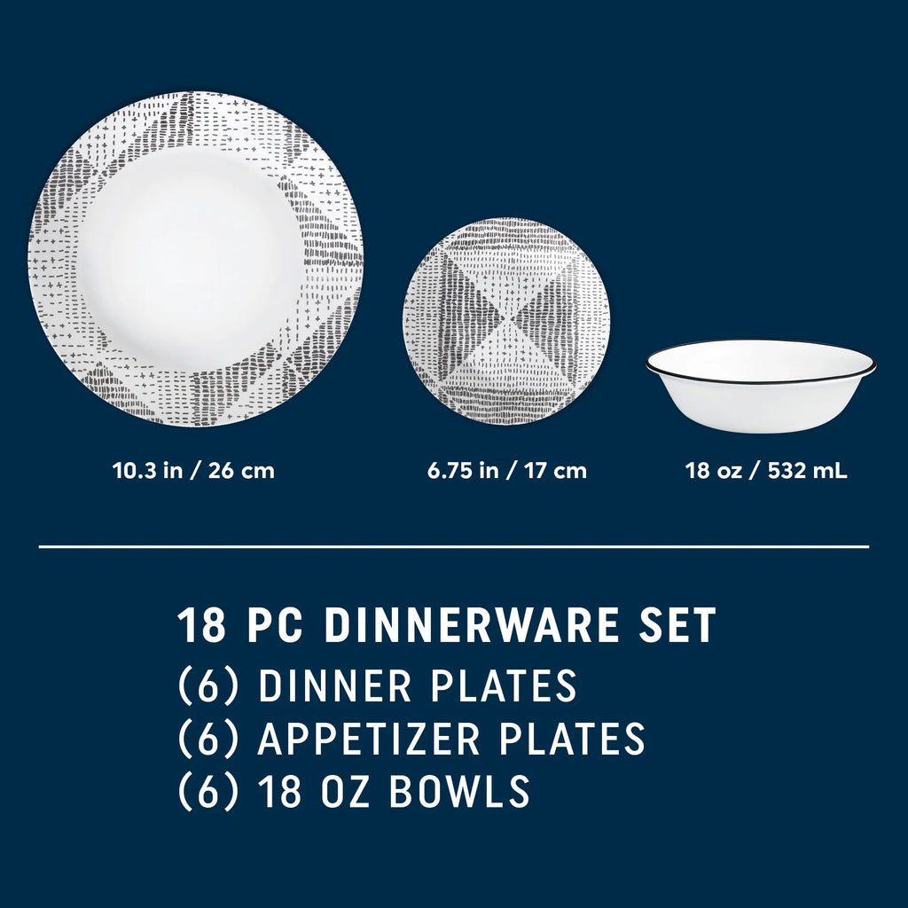 Corelle Dinnerware- Lightweight Odisha 18-piece Dinnerware Set. Service for 6
