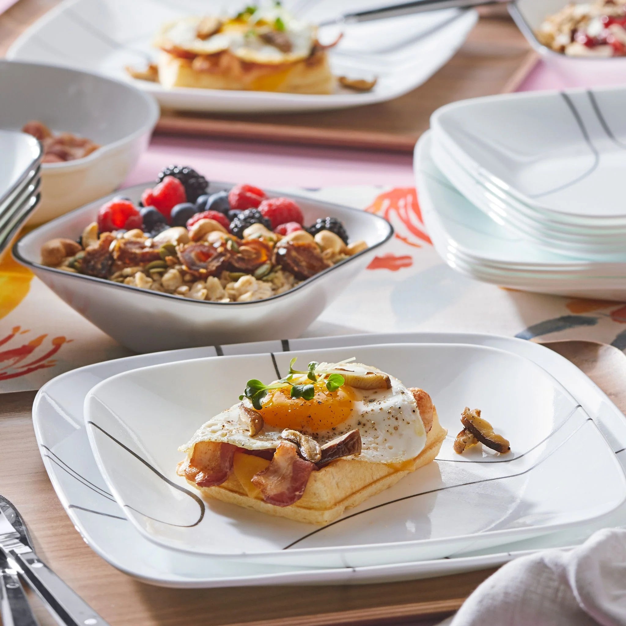 Corelle Dinnerware- Lightweight Simple Lines 18-piece Dinnerware Set. Service for 6
