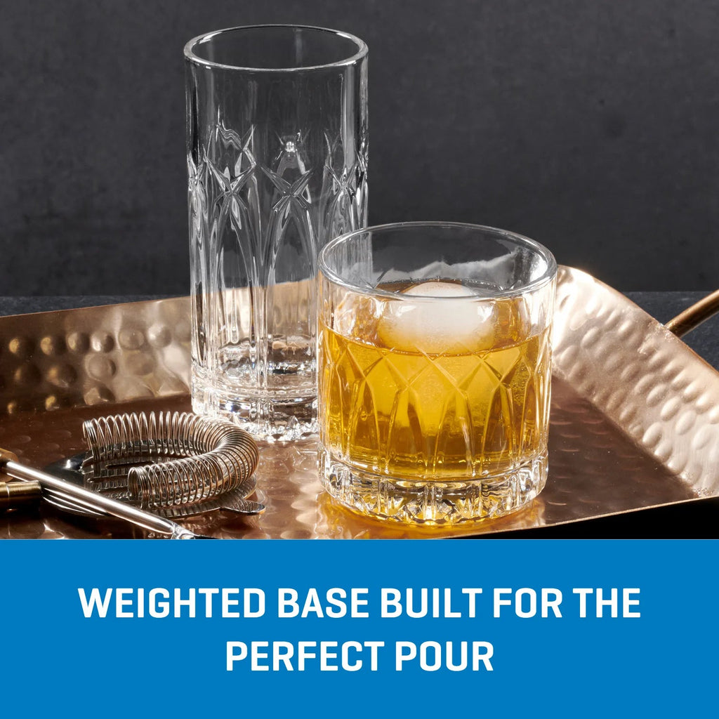Corelle Dinnerware- Lightweight Traze PST Rocks Glasses (4-Pieces). 12-ounce. Dishwasher Safe