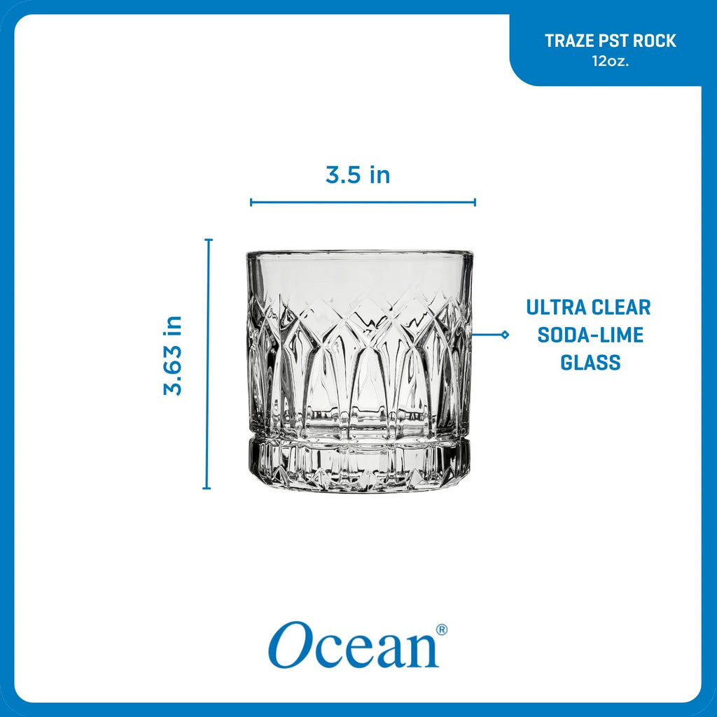 Corelle Dinnerware- Lightweight Traze PST Rocks Glasses (4-Pieces). 12-ounce. Dishwasher Safe