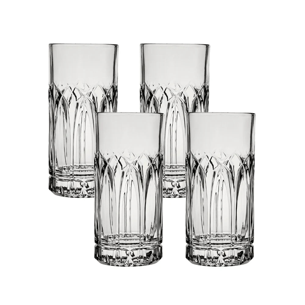Corelle Dinnerware- Lightweightware Traze PST Highball Glasses (4-Pieces). 12-ounce. Dishwasher Safe