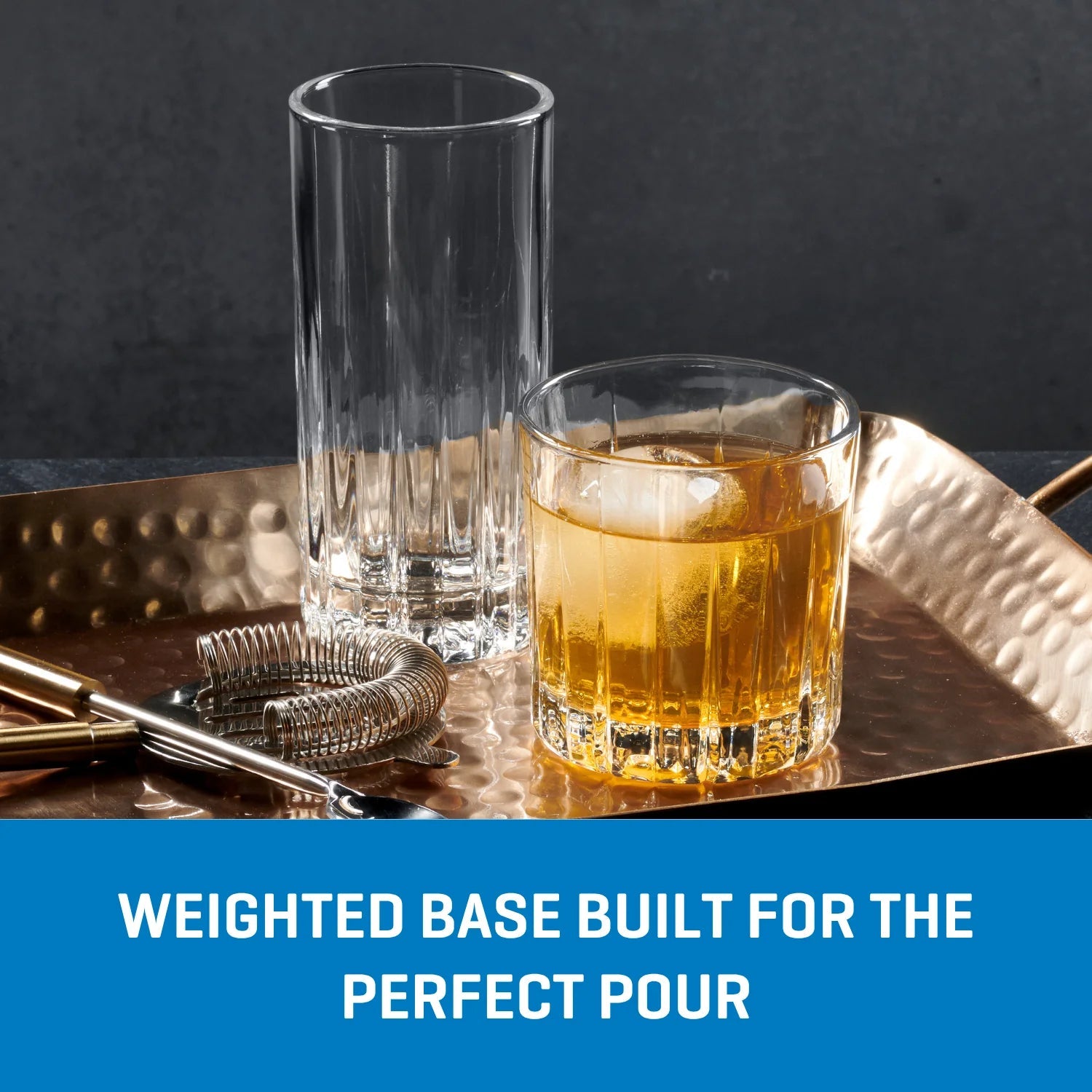 Corelle Dinnerware- Lightweight Traze PRE Rocks Glasses (4-Pieces). 12-ounce. Dishwasher Safe