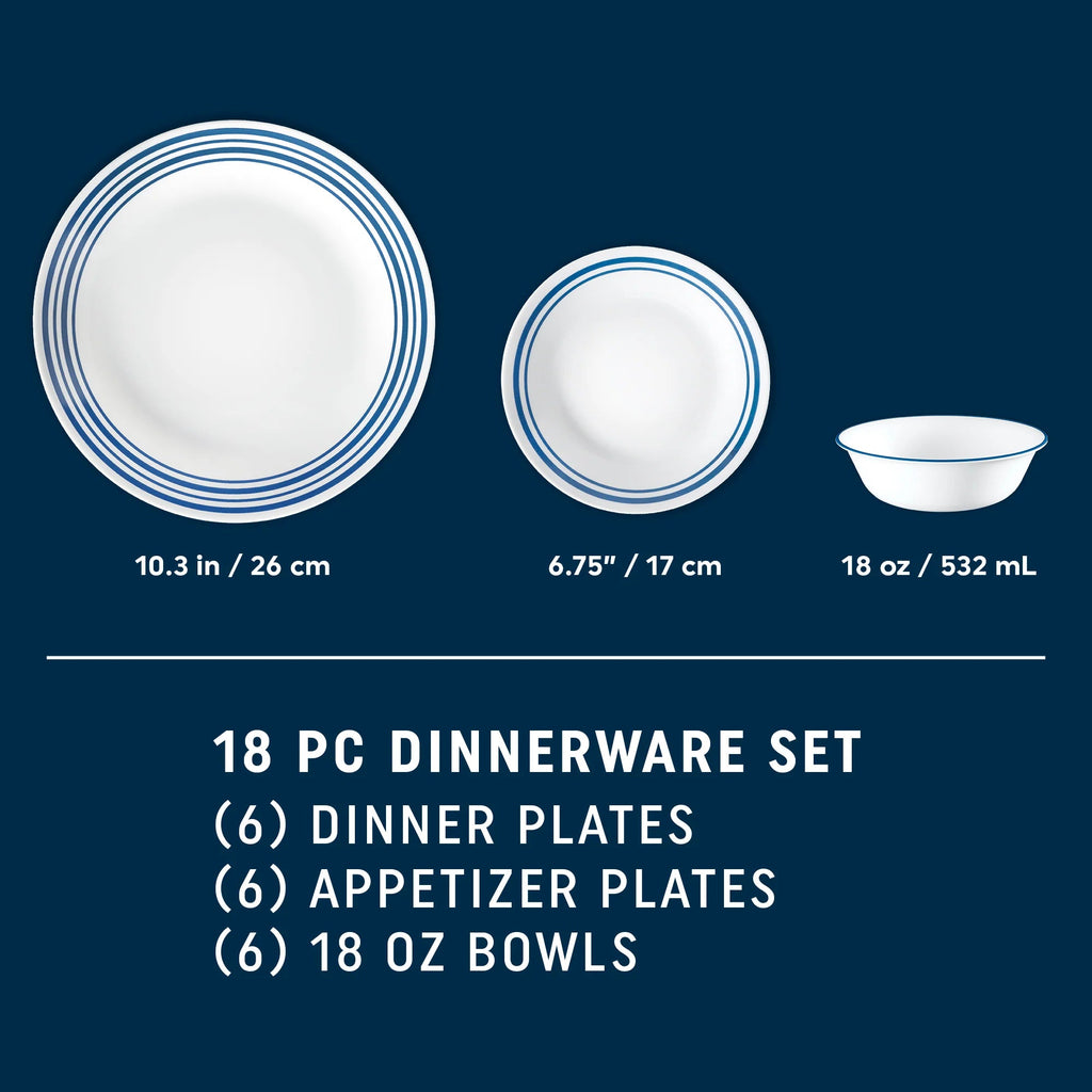 Corelle Dinnerware- Lightweight Laila 18-piece Dinnerware Set. Service for 6