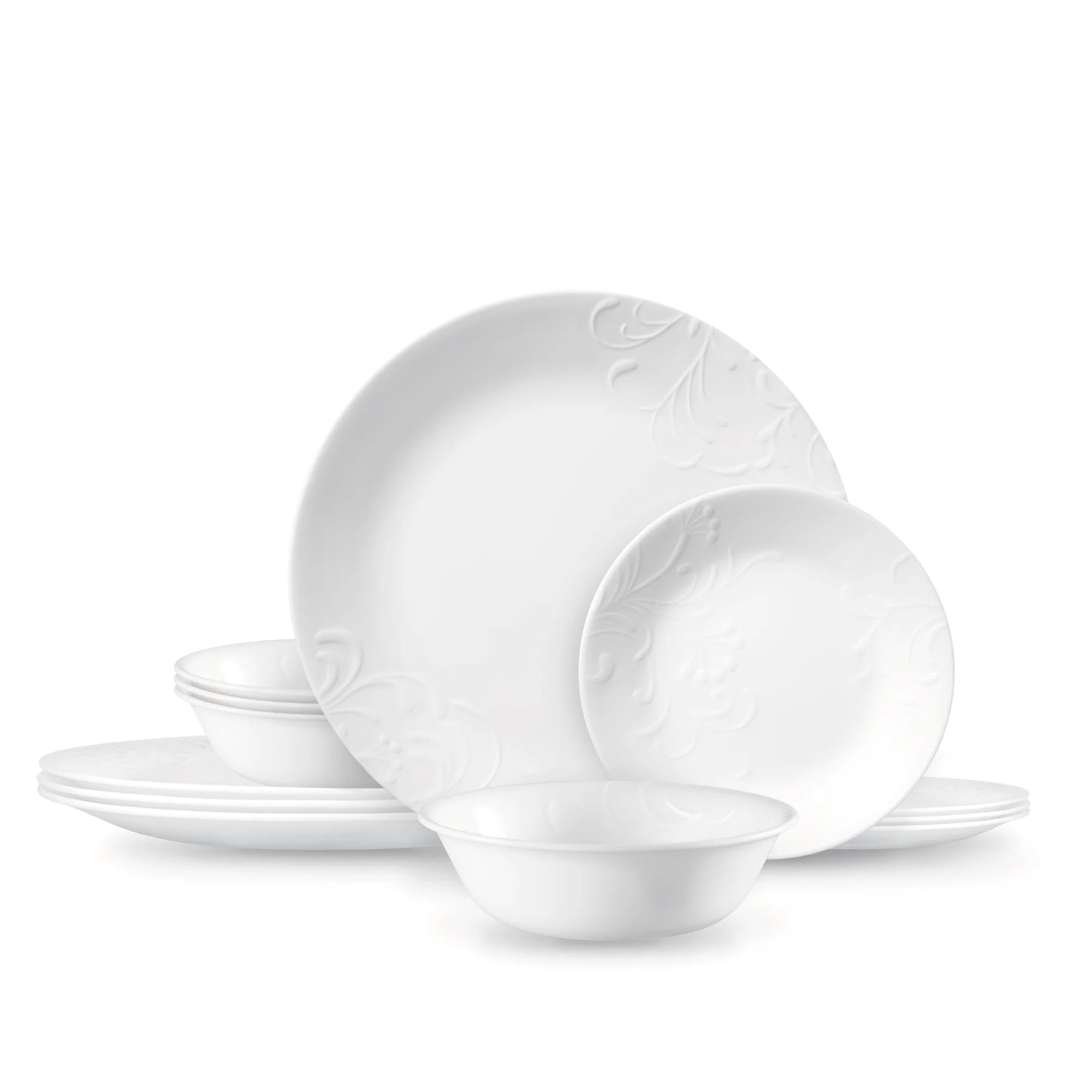 Corelle Dinnerware- Lightweight Madeline 12-piece Dinnerware Set. Service for 4