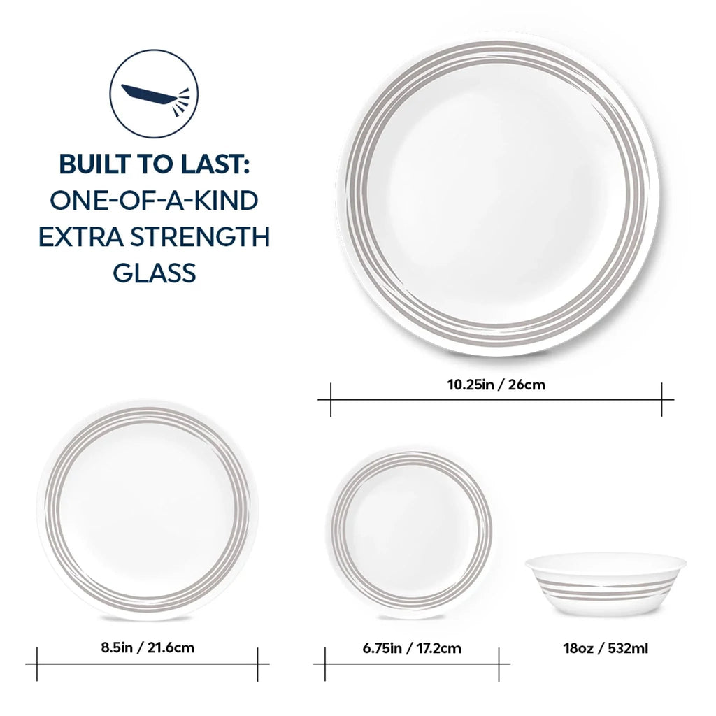 Corelle Dinnerware- Lightweight Brushed Silver 16-piece Dinnerware Set. Service for 4
