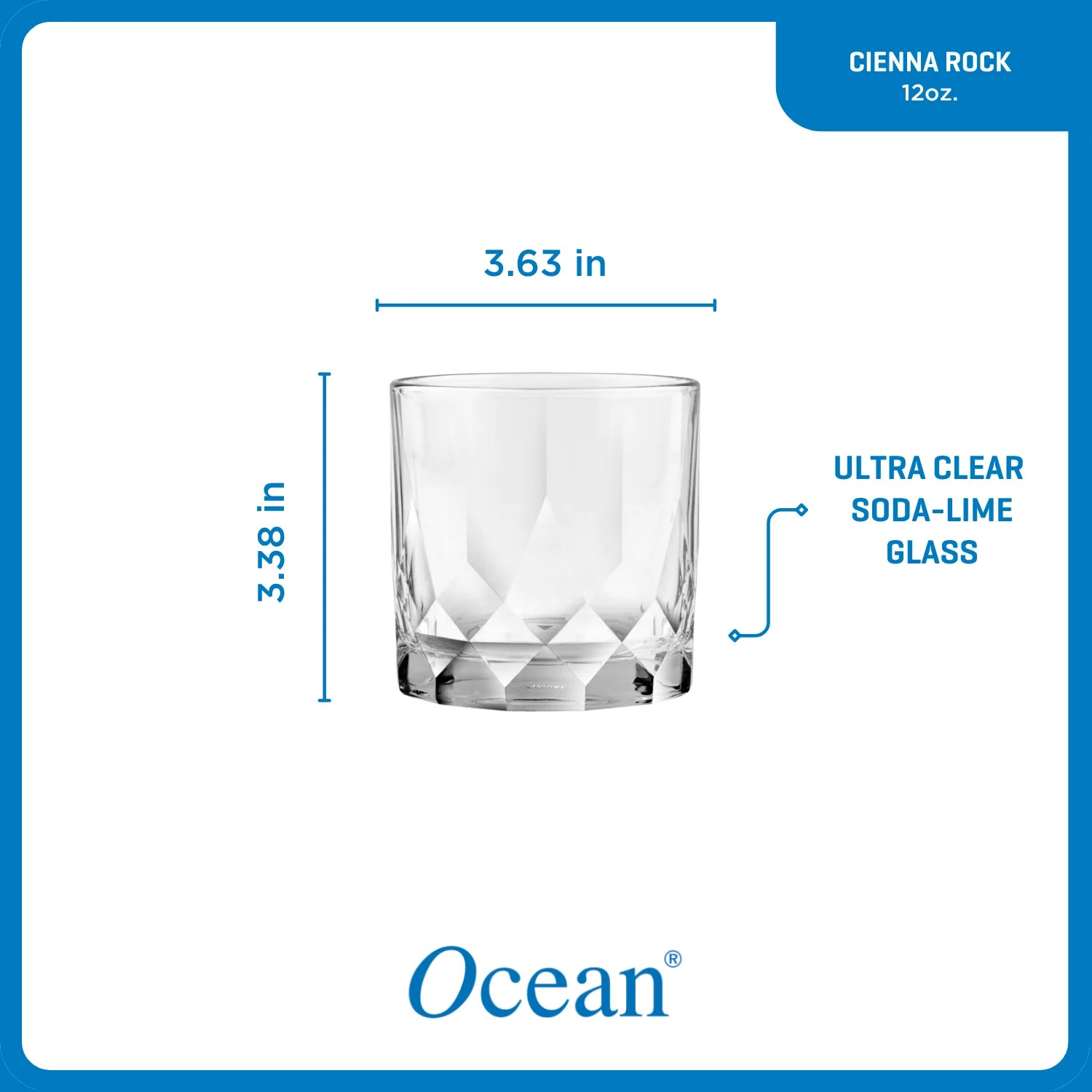 Corelle Dinnerware- Lightweight Cienna Rocks Glasses (4-Pieces). 12-ounce. dishwasher Safe