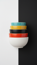 Stacked stoneware nesting bowls set