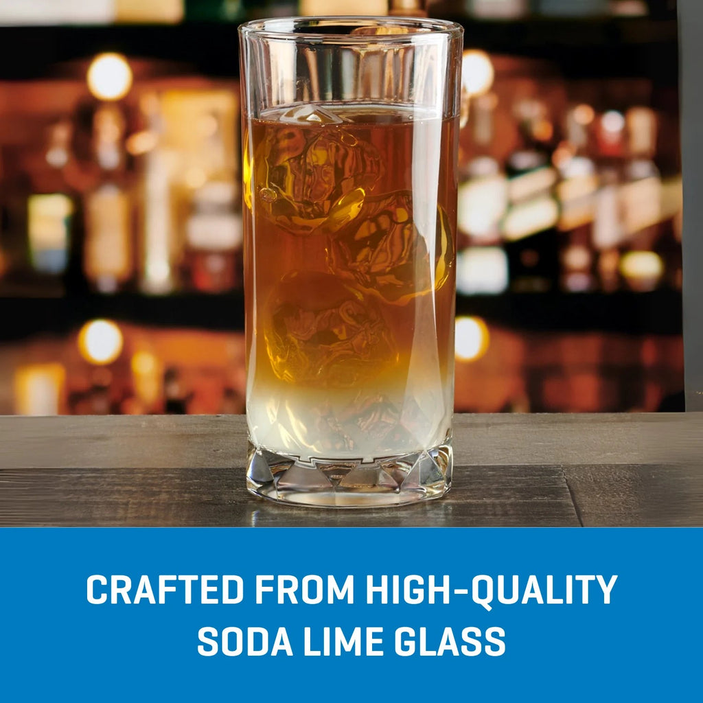 Corelle Dinnerware- Lightweight Cienna Long Drink Glasses (4-Pieces). 14.5-ounce. dishwasher Safe