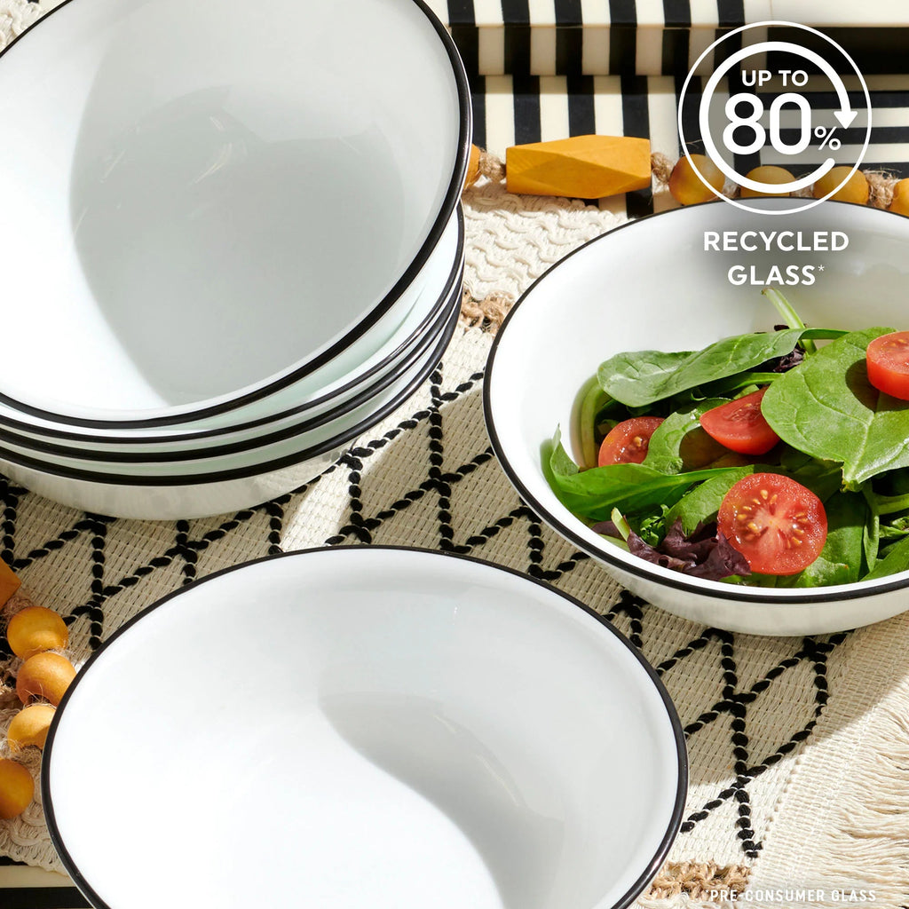 Corelle Dinnerware- Lightweight Delicate Grid 18-piece Dinnerware Set. Service for 6