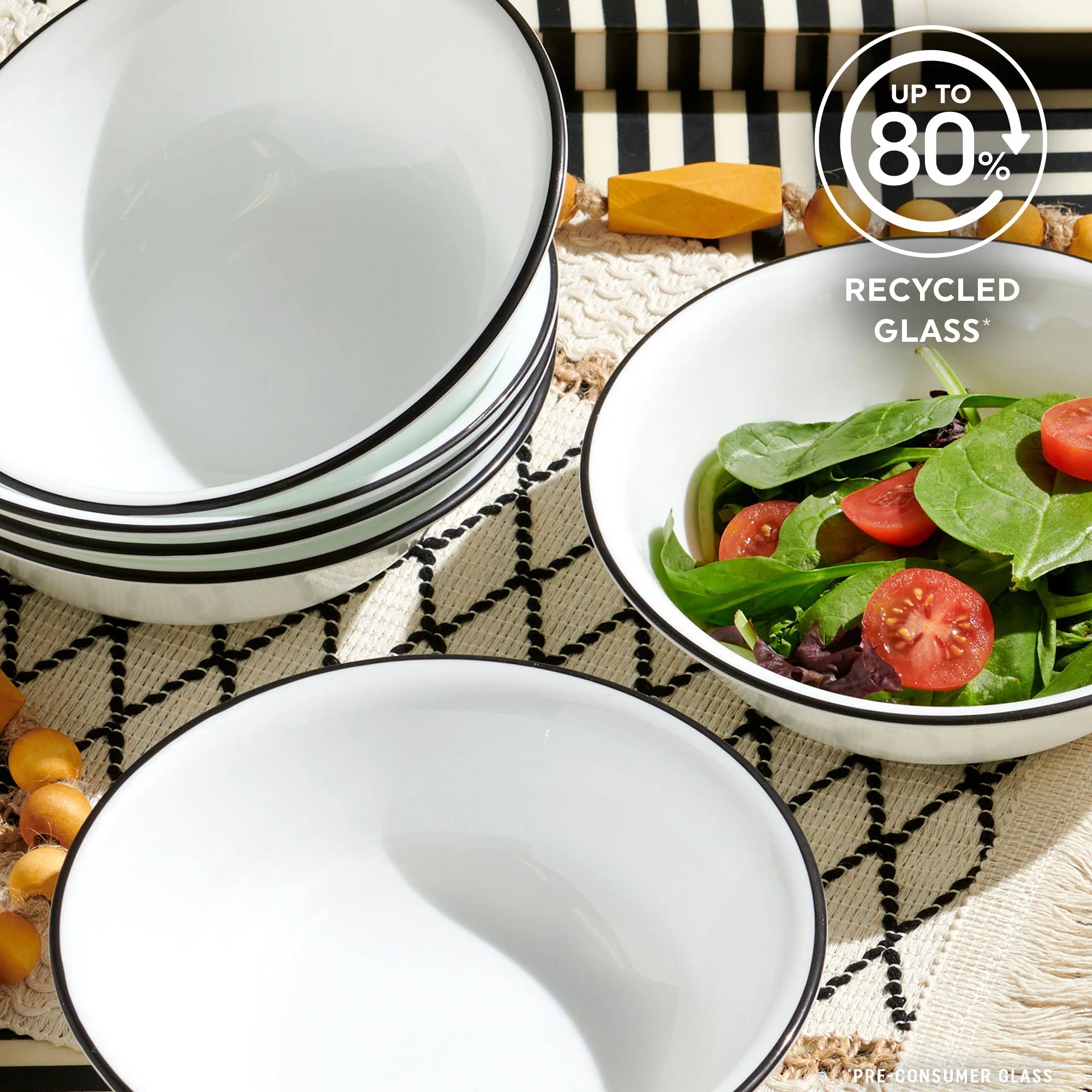 Corelle Dinnerware- Lightweight Delicate Grid 18-piece Dinnerware Set. Service for 6