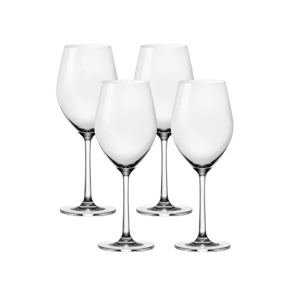 Corelle Dinnerware- Lightweight Sondria White Wine Glasses (4-pieces). 14-ounce. Dishwasher Safe