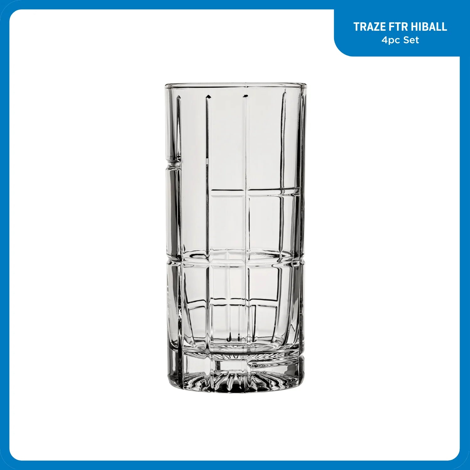 Corelle Dinnerware- Lightweight Traze FTR Highball Glasses (4-Pieces). 12-ounce. Dishwasher Safe