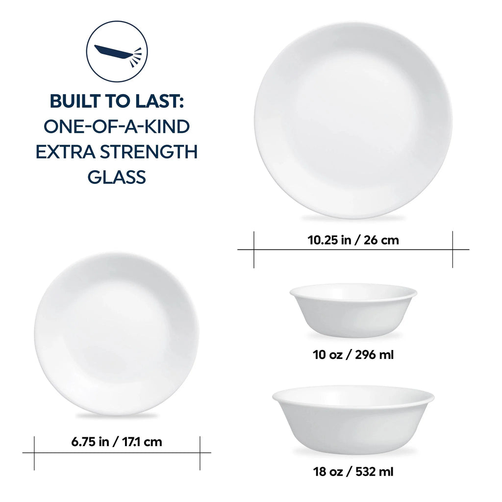Corelle Dinnerware- Lightweight Winter Frost White 16-piece Mugless Dinnerware Set. Service for 4