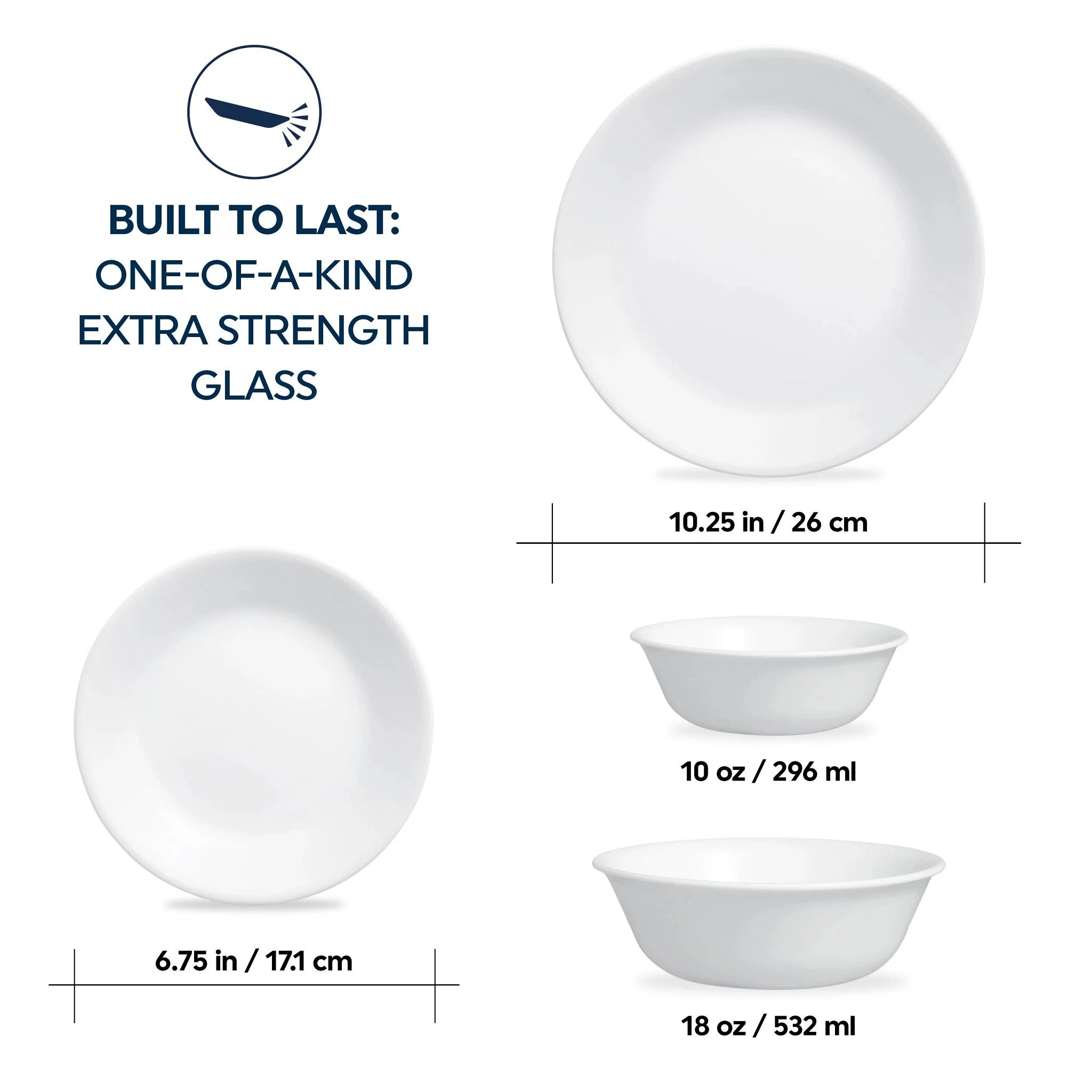 Corelle Dinnerware- Lightweight Winter Frost White 16-piece Mugless Dinnerware Set. Service for 4
