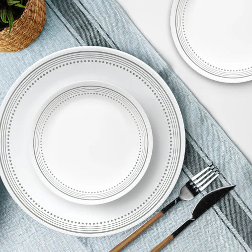 Corelle Dinnerware- Lightweight Mystic Gray 12-piece Dinnerware Set. Service for 4