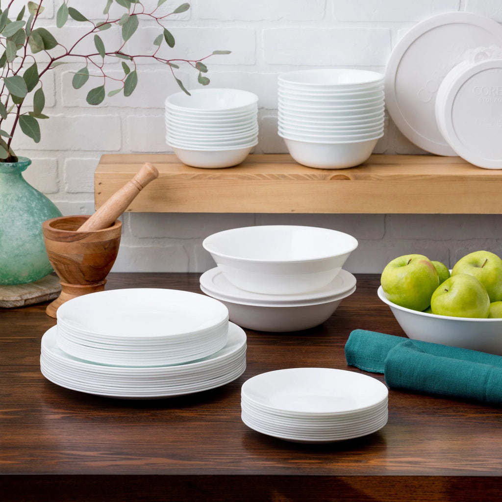 Corelle Dinnerware- Lightweight Winter Frost White 78-piece Dinnerware Set. Service for 12