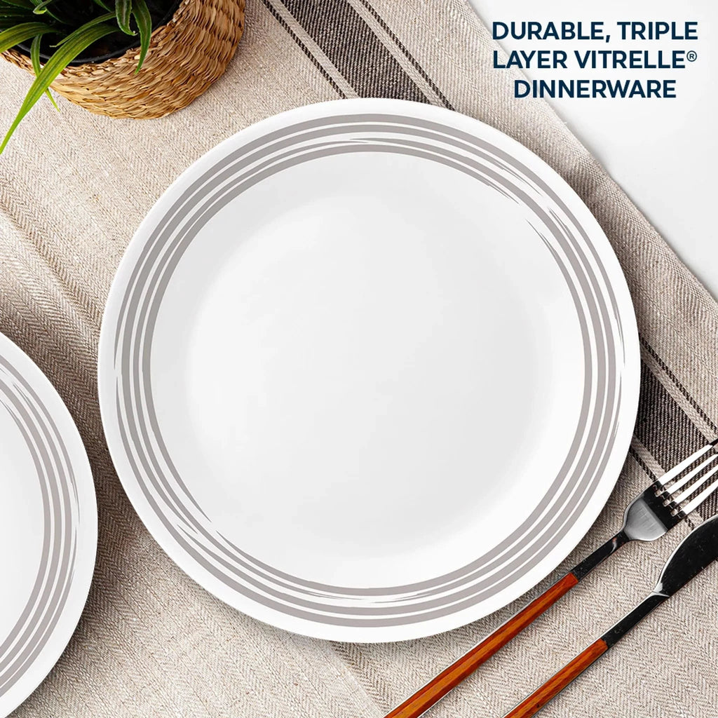Corelle Dinnerware- Lightweight Brushed Silver 16-piece Dinnerware Set. Service for 4