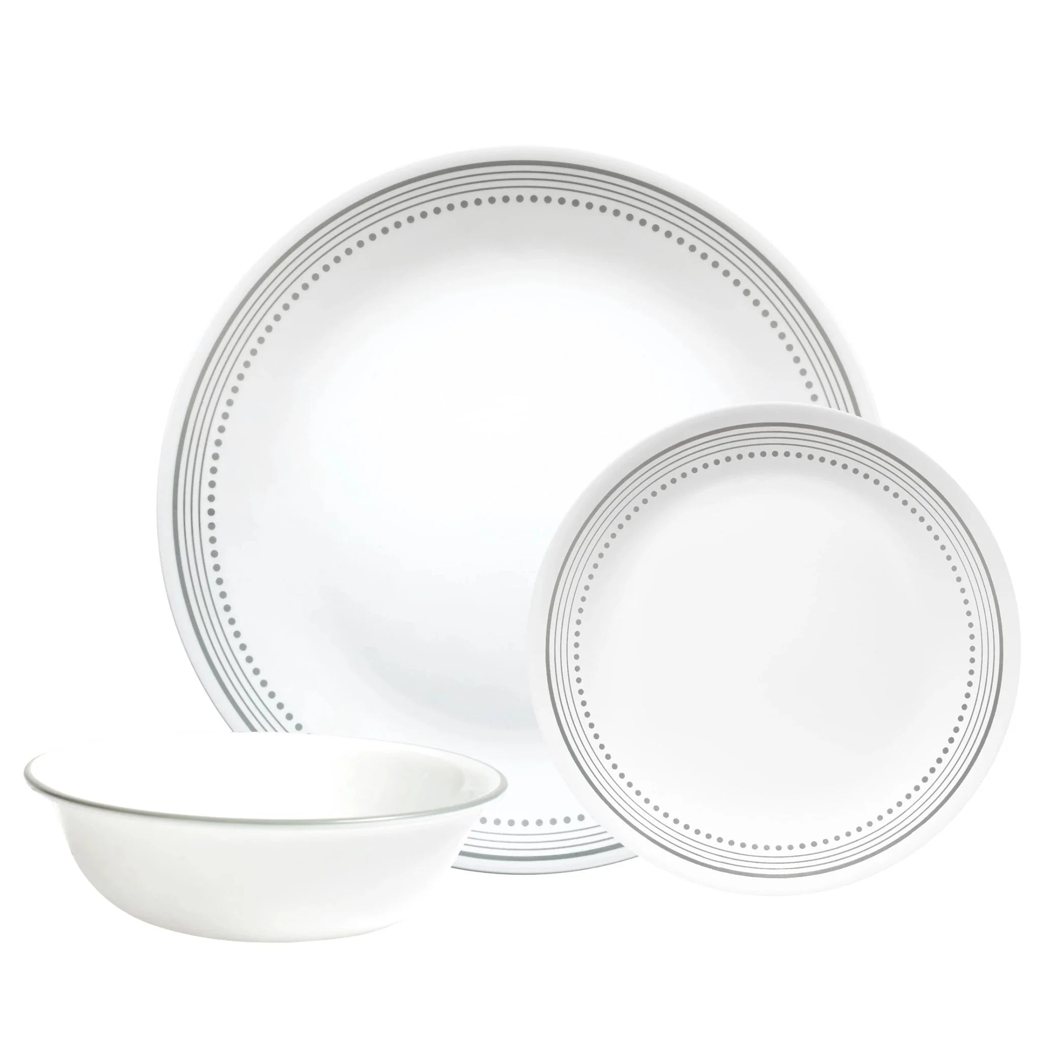 Corelle Dinnerware- Lightweight Mystic Gray 12-piece Dinnerware Set. Service for 4