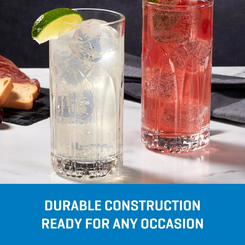 Corelle Dinnerware- Lightweightware Traze PST Highball Glasses (4-Pieces). 12-ounce. Dishwasher Safe