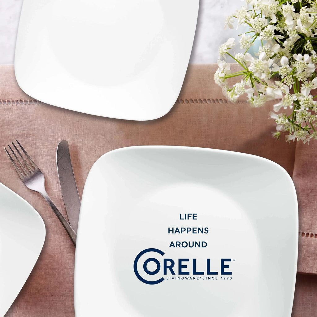 Corelle Dinnerware- Lightweight Boutique Vivid White 8-piece Dinnerware Set. Service for 4
