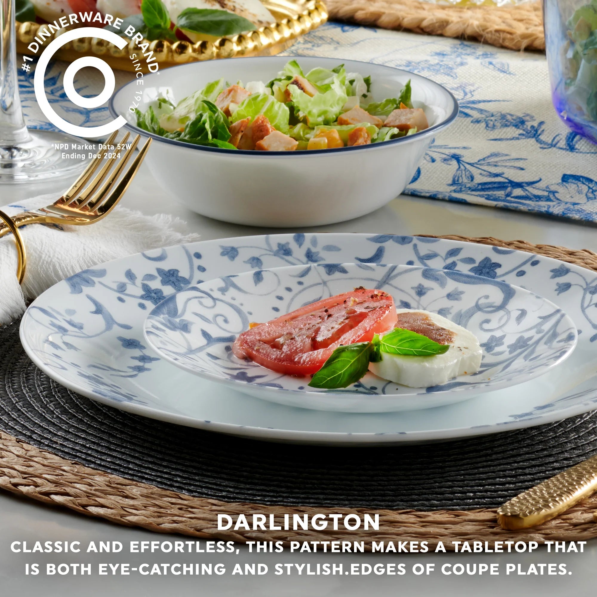 Corelle Dinnerware- Lightweight Darlington 10.25 Dinner Plate