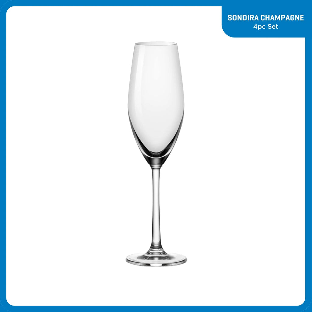 Corelle Dinnerware- Lightweight Sondria Champagne Flute Glasses (4-pieces). 7.25-ounce. Dishwasher Safe