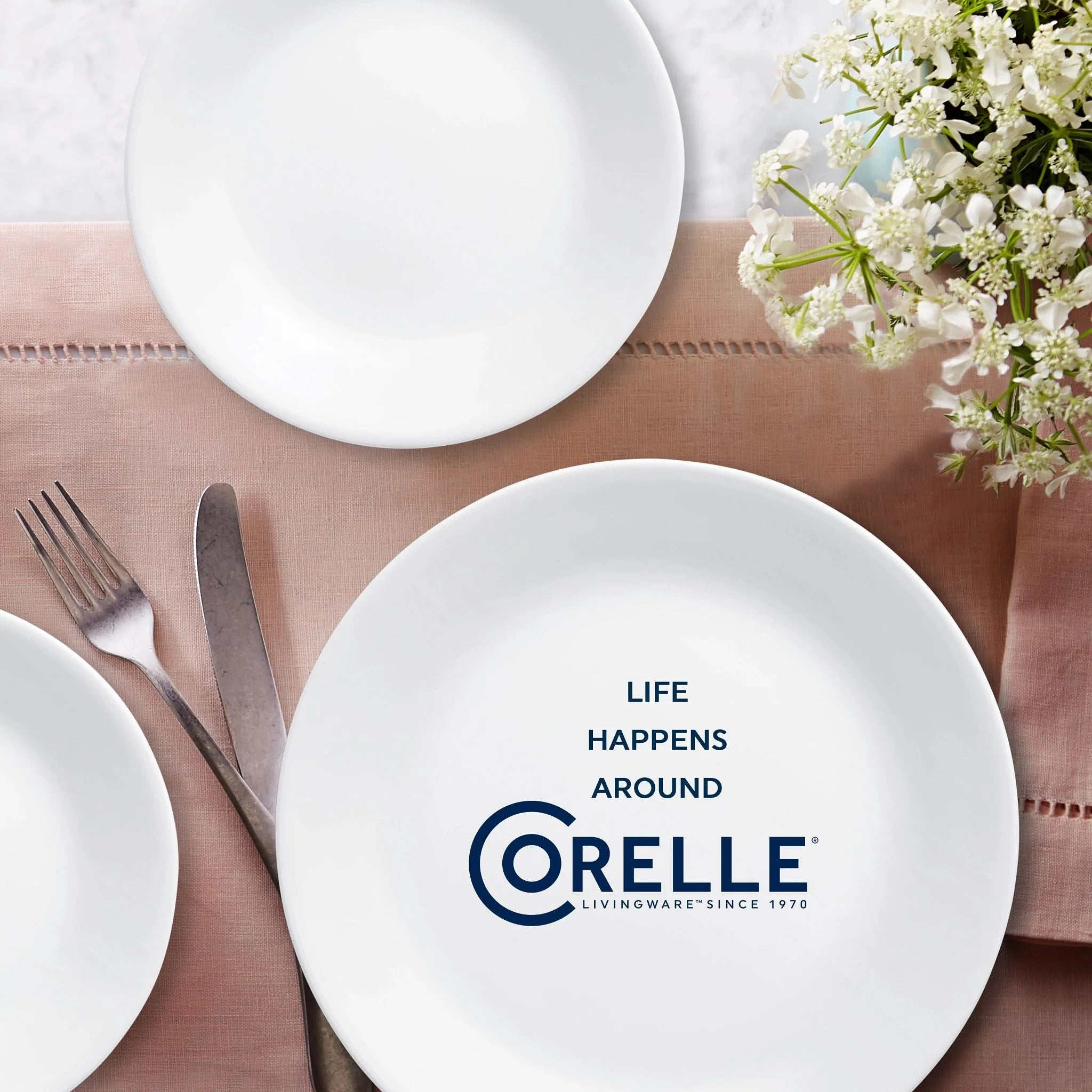Corelle Dinnerware- Lightweight Winter Frost White 16-piece Mugless Dinnerware Set. Service for 4