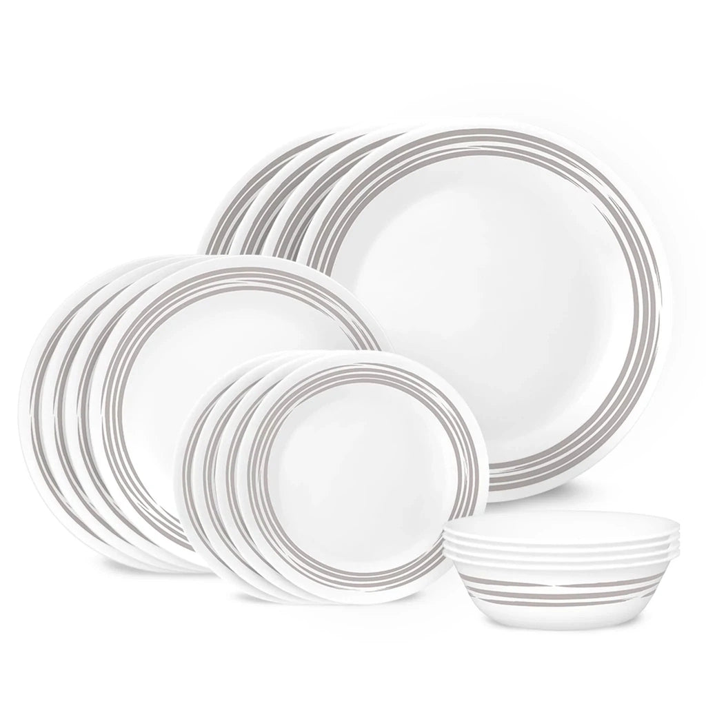 Corelle Dinnerware- Lightweight Brushed Silver 16-piece Dinnerware Set. Service for 4