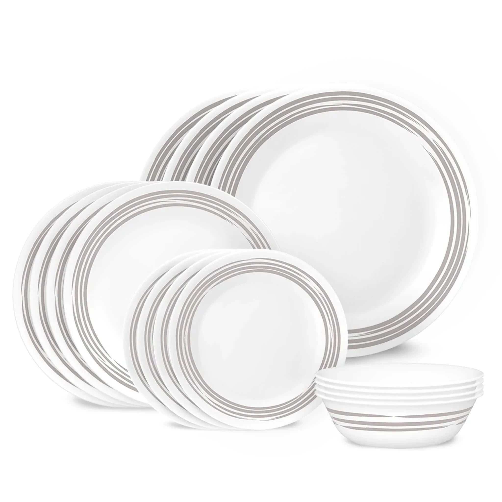 Corelle Dinnerware- Lightweight Brushed Silver 16-piece Dinnerware Set. Service for 4