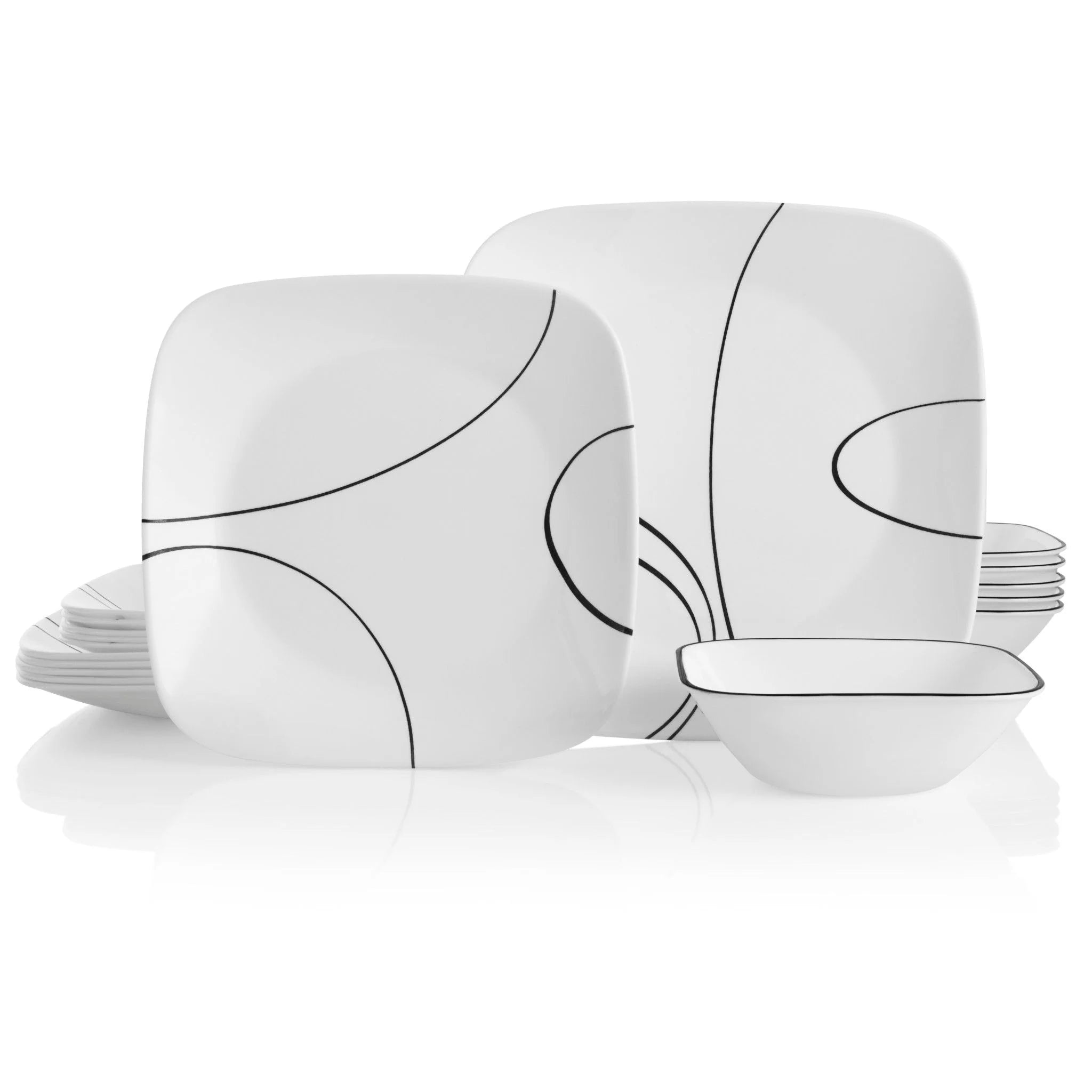 Corelle Dinnerware- Lightweight Simple Lines 18-piece Dinnerware Set. Service for 6