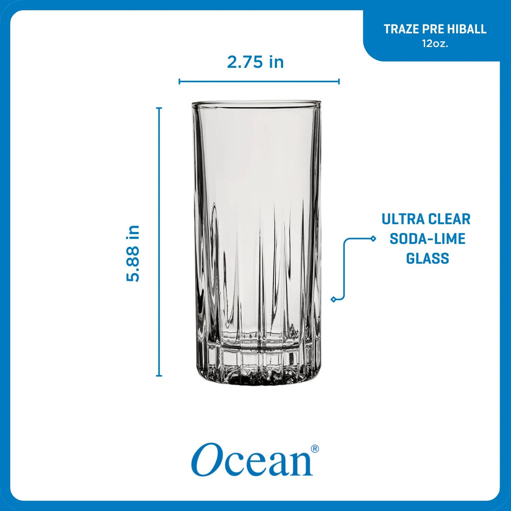 Corelle Dinnerware- Lightweight Traze PRE Highball Glasses (4-Pieces). 12-ounce. Dishwasher Safe