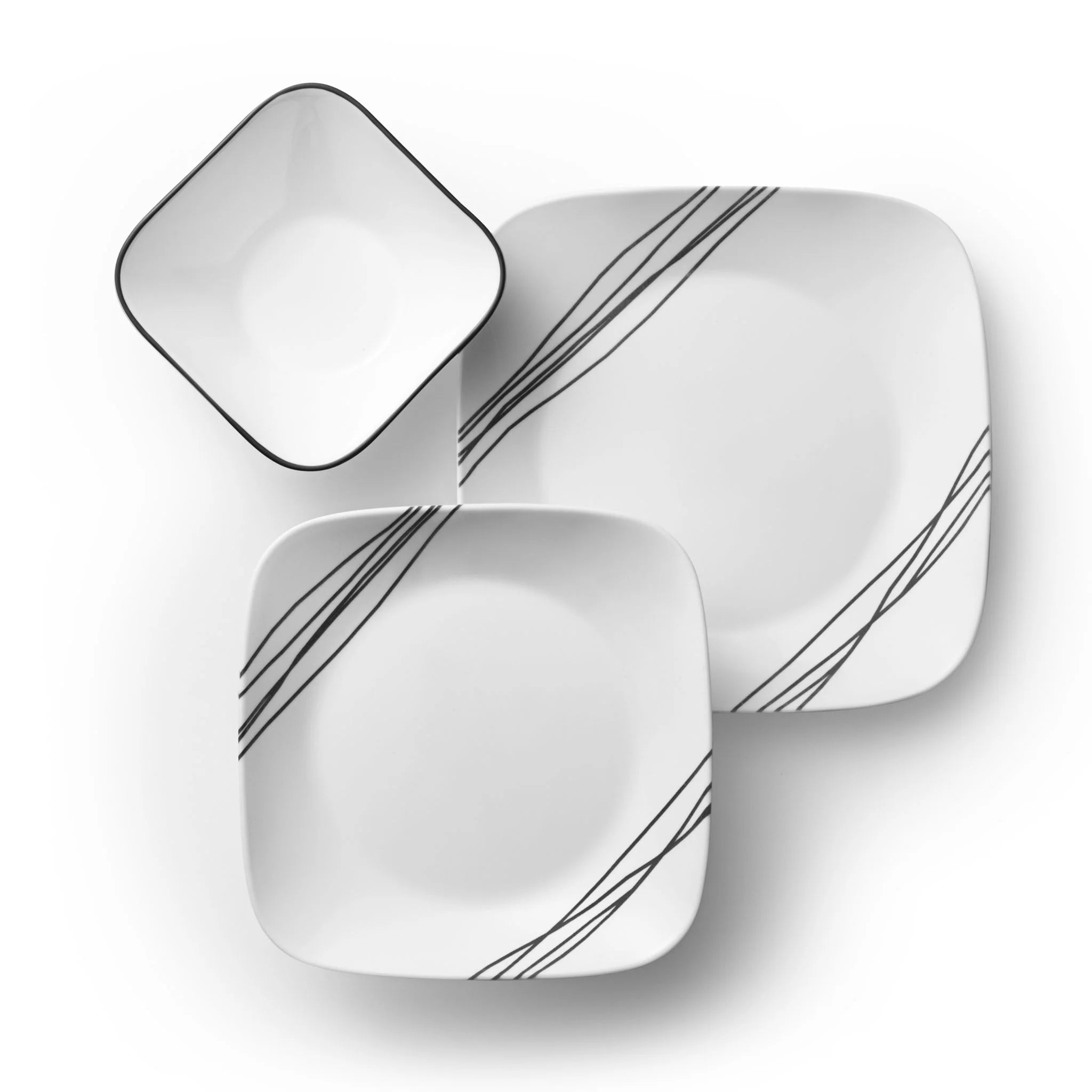 Corelle Dinnerware- Lightweight Square Simple Sketch 18-piece Dinnerware Set. Service for 6