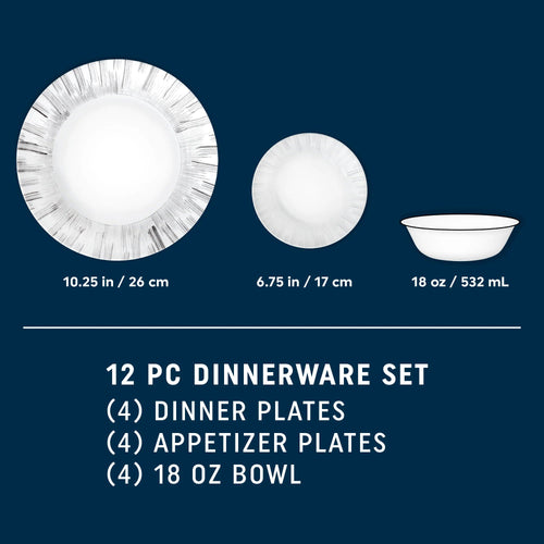 Corelle Dinnerware- Lightweight Arica 12-piece Dinnerware Set. Service for 4