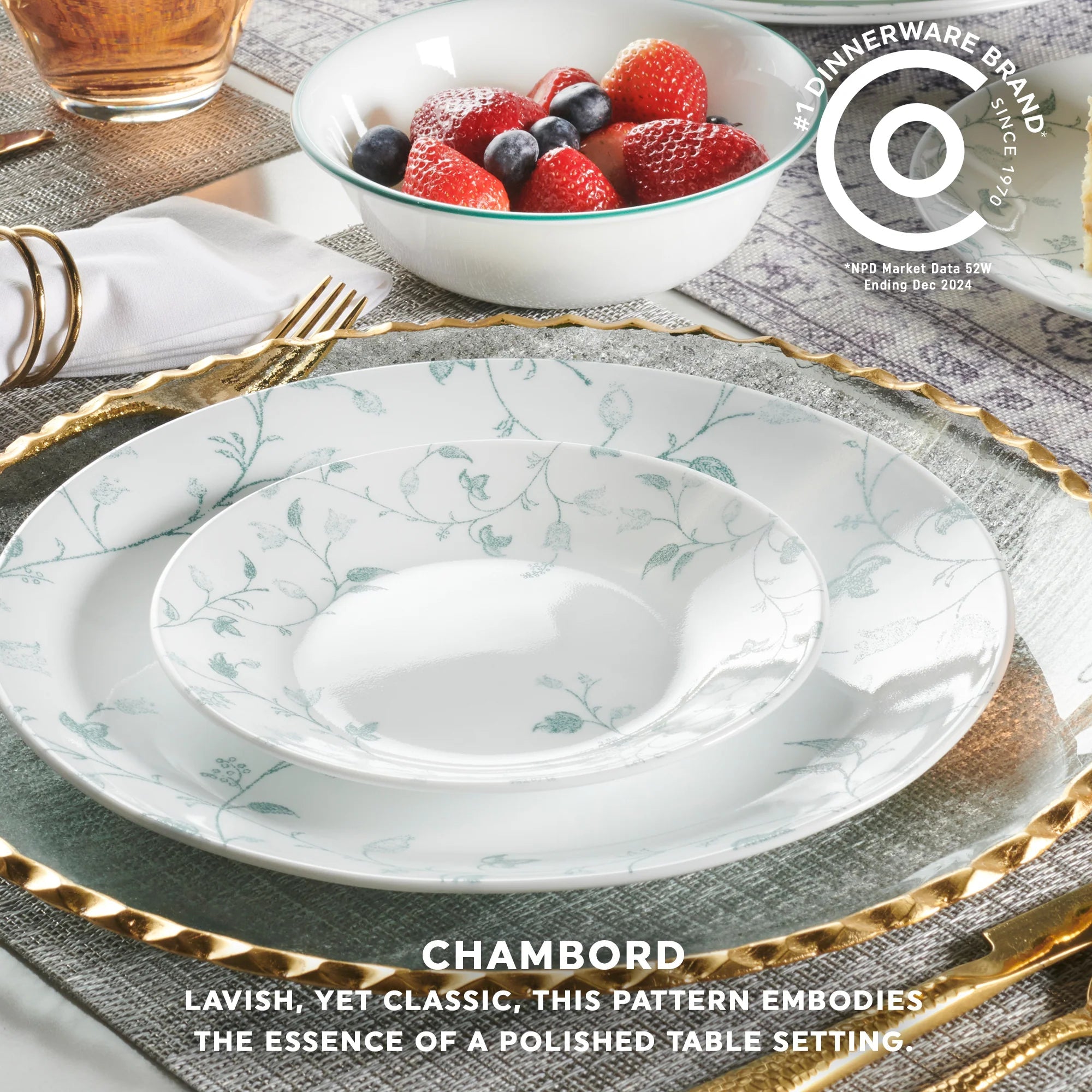 Corelle Dinnerware- Lightweight Chambord 18-piece Dinnerware Set. Service for 6