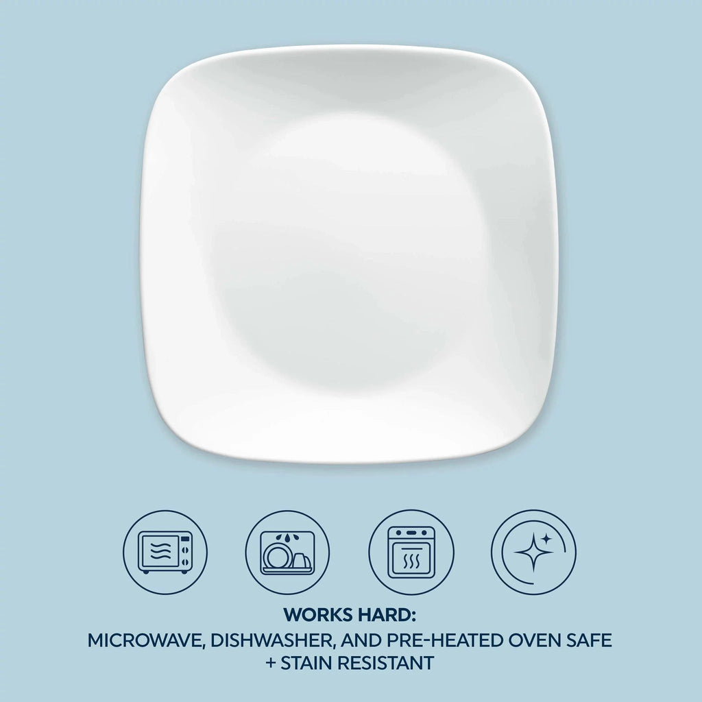 Corelle Dinnerware- Lightweight Boutique Vivid White 8-piece Dinnerware Set. Service for 4