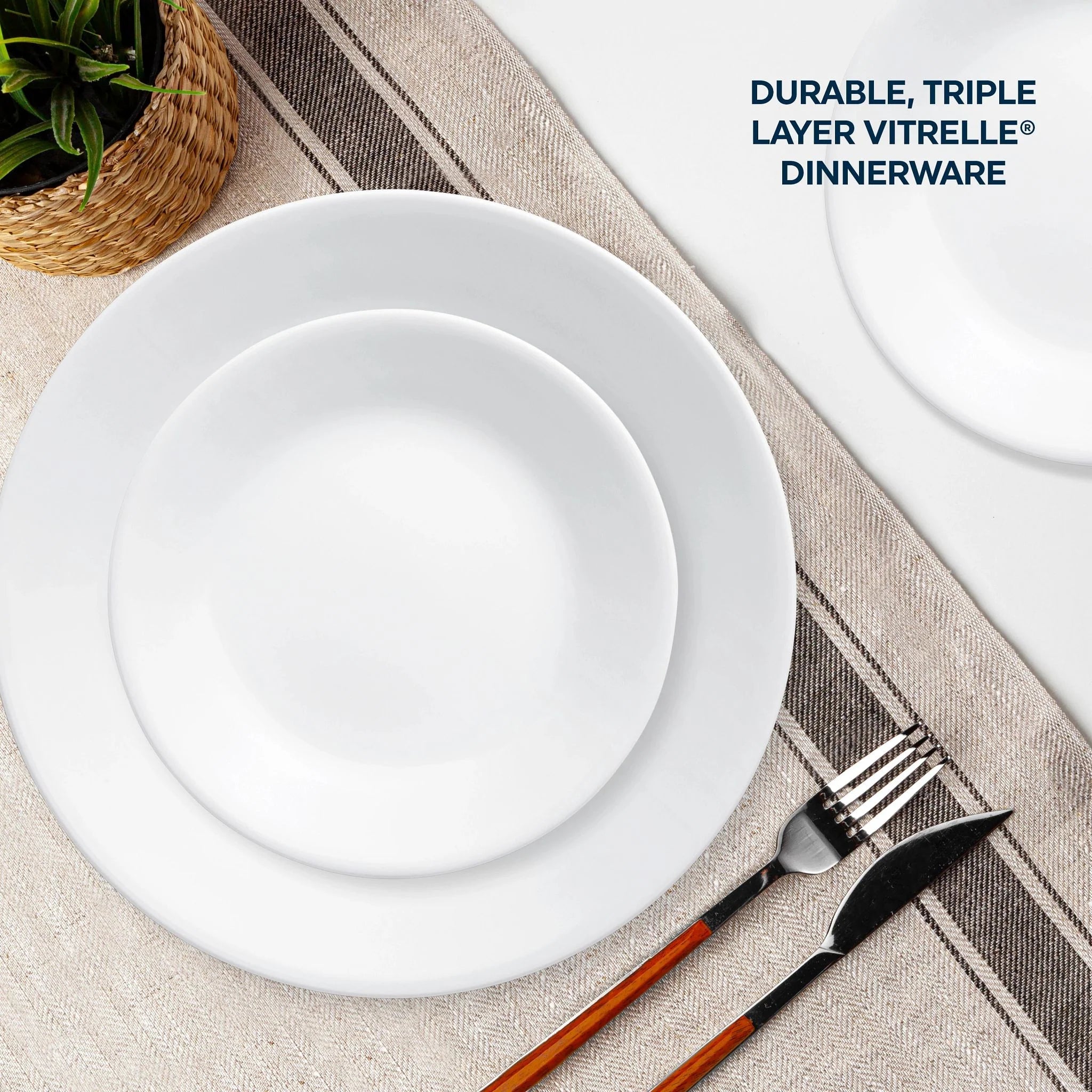 Corelle Dinnerware- Lightweight Winter Frost White 16-piece Mugless Dinnerware Set. Service for 4