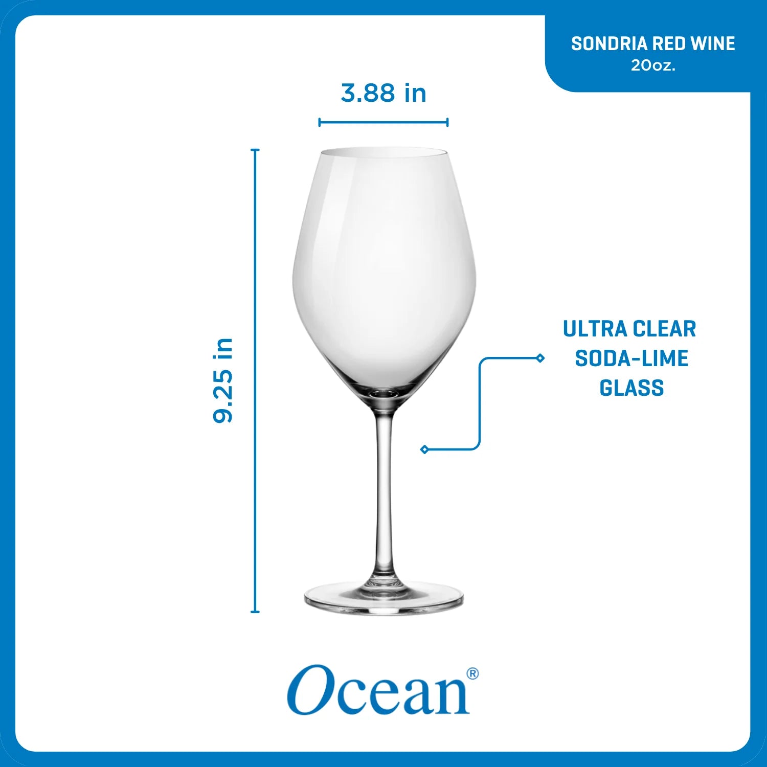 Corelle Dinnerware- Lightweight Sondria Red Wine Glasses (4-pieces). 20-ounce. Dishwasher Safe