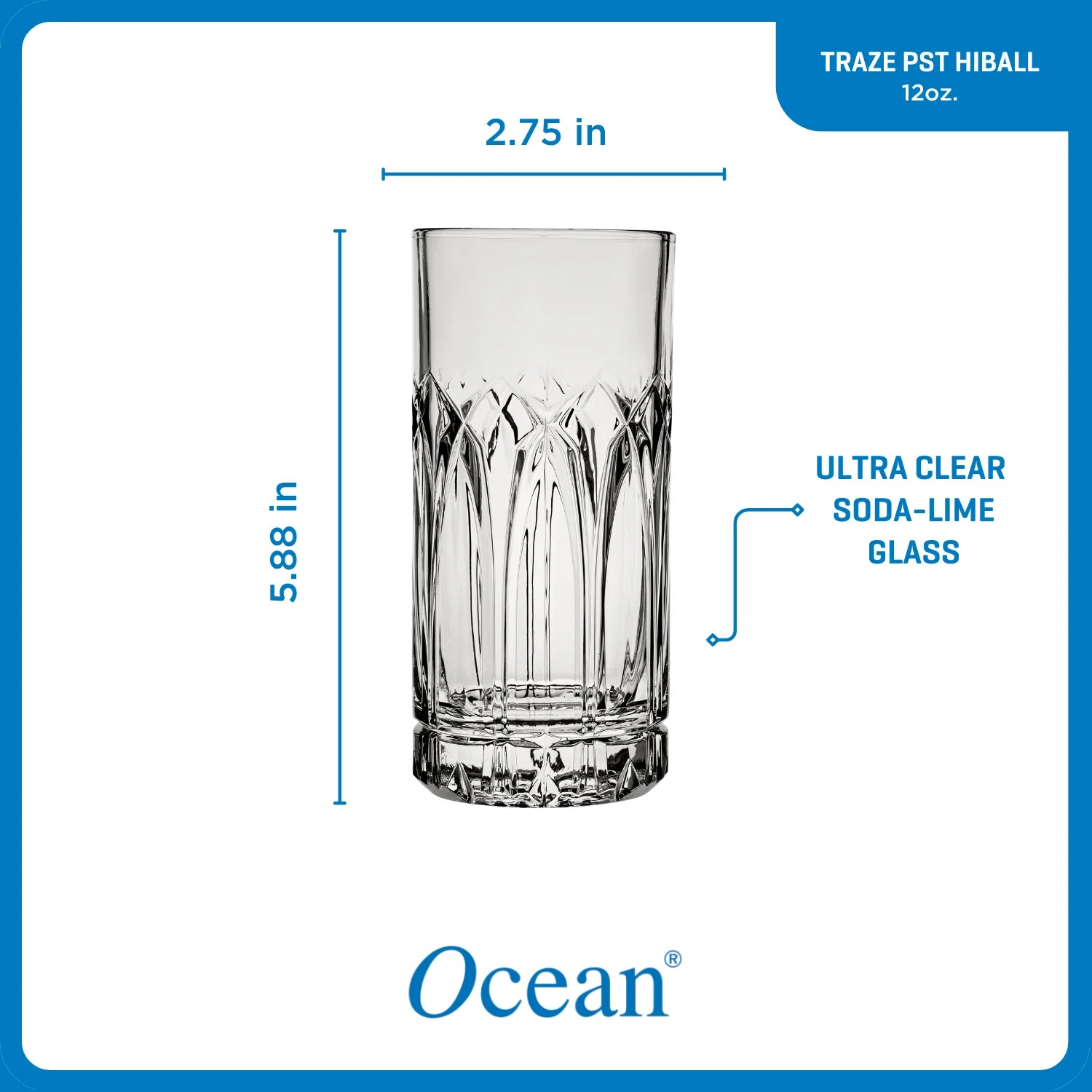 Corelle Dinnerware- Lightweightware Traze PST Highball Glasses (4-Pieces). 12-ounce. Dishwasher Safe