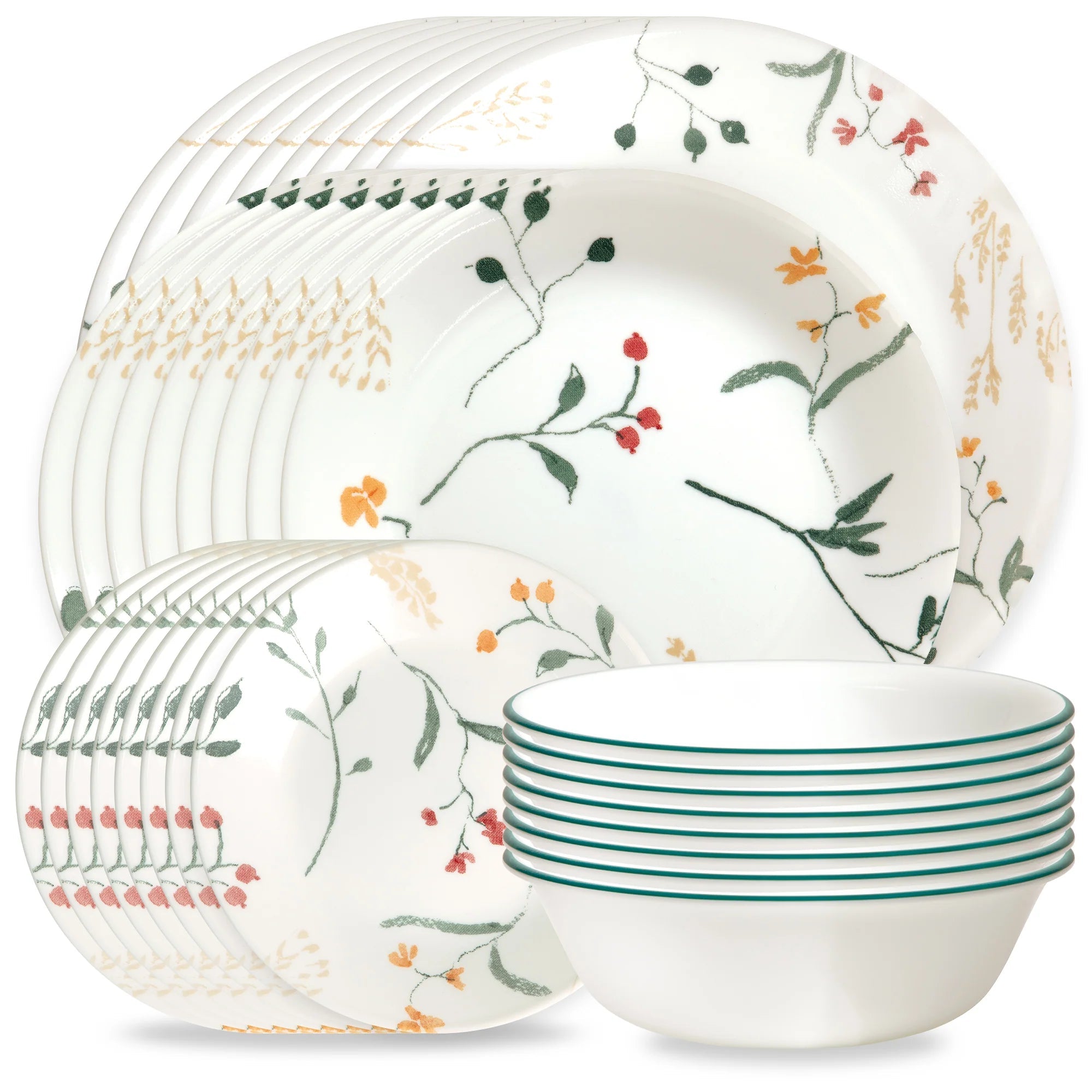 Corelle Dinnerware- Lightweight Wildflower Scatter 32-piece Dinnerware Set. Service for 8